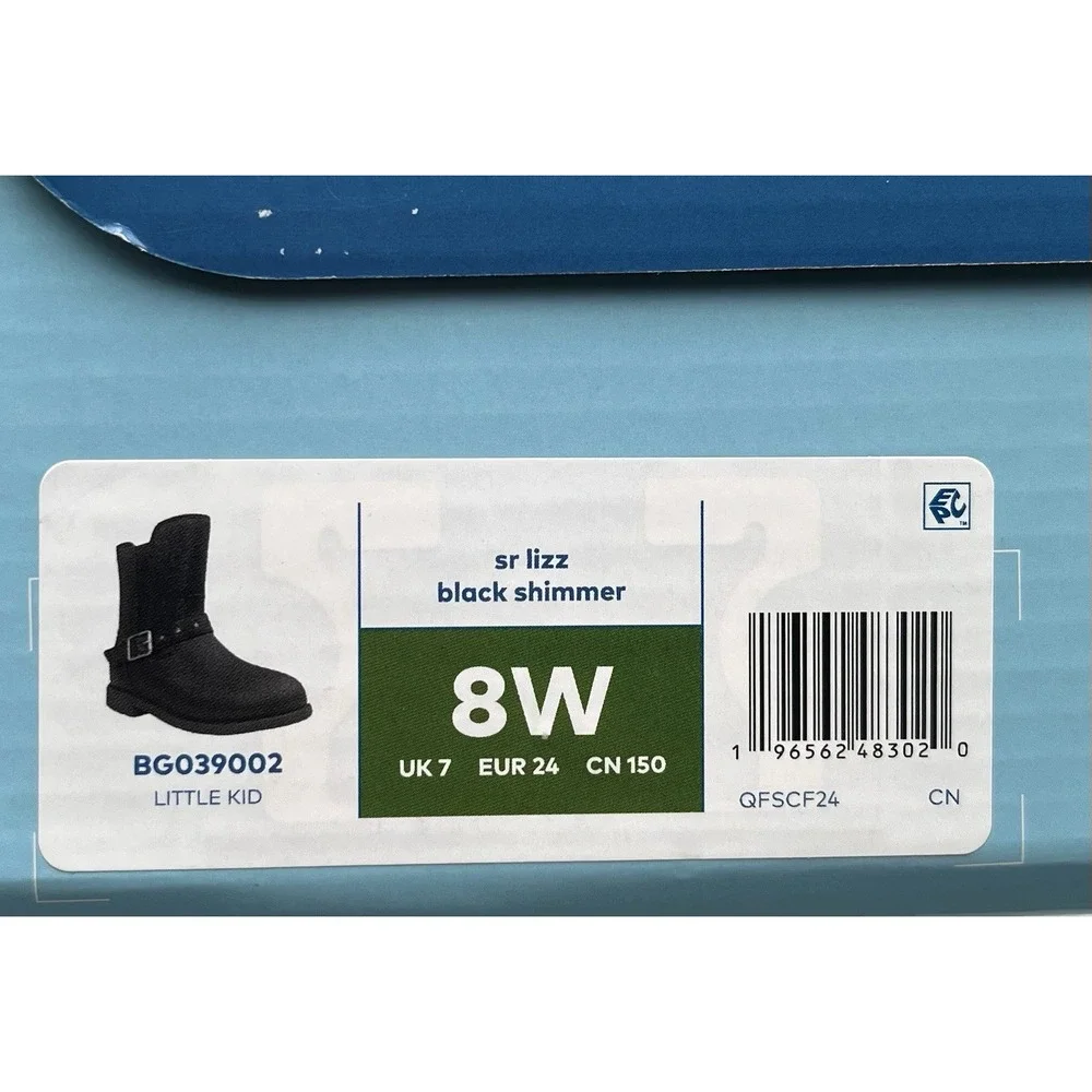 Stride Rite Toddler Girls Lizz Mid Calf Boots Size 8 WIDE Black Shimmer Easy On